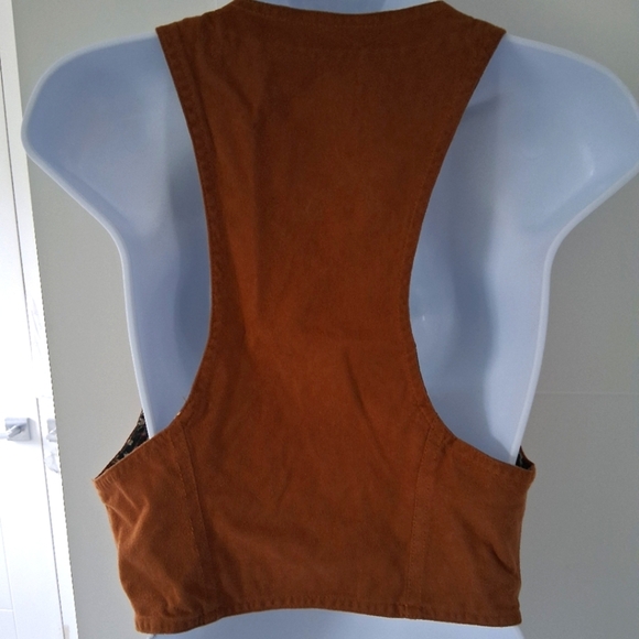 Zara/ Brown Vegan Suede/ Floral Lining Vest/ Size US M - Picture 5 of 13